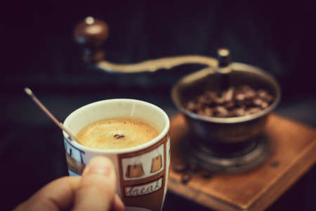 fresh,  espresso,  coffee,  grinder,  beans,  wood,  antique,  vintage,  aroma,  smell