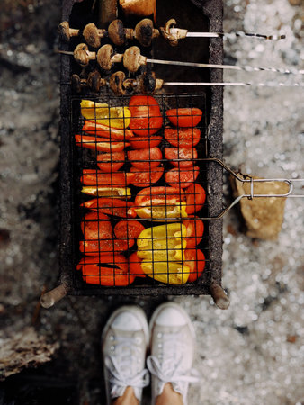 barbecue,  peppers,  chicken,  fire,  roast,  bbq,  cook,  outdoors,  grill,  shoes,  sneakers, ...