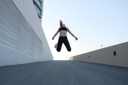 fitness,  woman,  jumping,  street,  road,  lycra,  healthy,  fit,  run,  jog