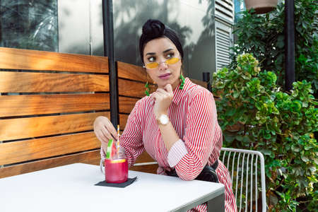 woman,  pink,  drink,  sunglasses,  fashion,  model,  watch,  girl,  female,  attractive,  thought, ...