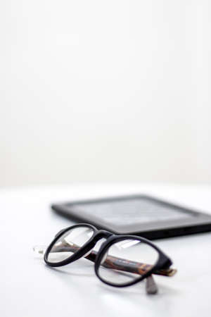 glasses,  white,  table,  tablet,  reading,  close up,  bokeh,  background,  copy space,  eyewear, ...
