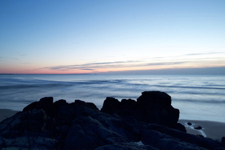 ocean,  beach,  sunrise,  rocks,  morning,  nature,  outdoors,  horizon,  sea,  water,  waves, ...