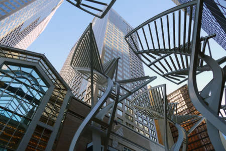 city,  sculpture,  art,  buildings,  skyscrapers,  downtown,  urban,  sky,  creative,  design