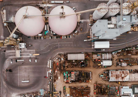 aerial,  industrial,  facility,  factory,  construction,  processing,  equipment,  road,  vehicles, ...