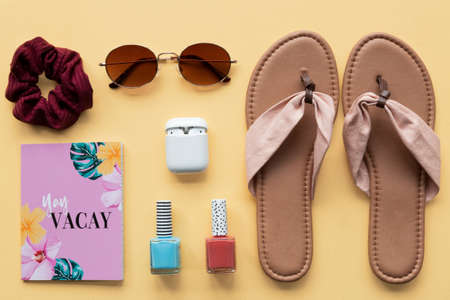 travel,  kit,  vacation,  sunglasses,  sandals,  cosmetics,  airpods,  baggage,  packing,  top,...