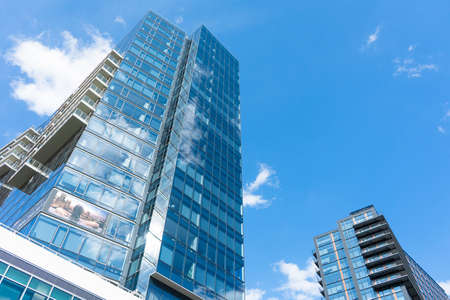 tall,   building,   city,   windows,   architecture,   glass,   exterior,   sky,   clouds,   angle, ...
