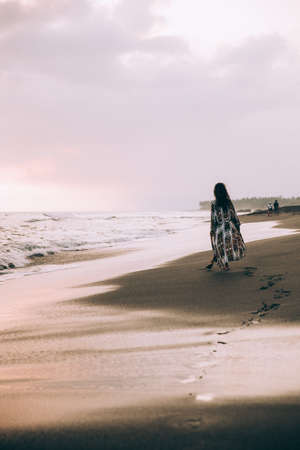 women,   beach,   sand,   ocean,   waves,   back,   view,   water,   shore,   coast,  walking, ...