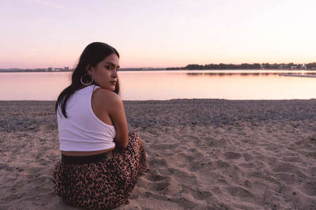 woman,  beach,  ocean,  sunset,  sand,  sea,  female,  girl,  person,  sitting,  summer,  dusk, ...