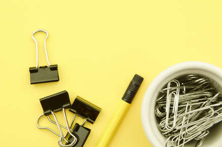 office,   supplies,   background,   flat lay,   paper,   clips,   binder,   objects,   bright,  ...