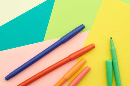colorful,  art,  flat lay,  markers,  paper,  pens,  geometric,   object,   fun,   copy space,  ...