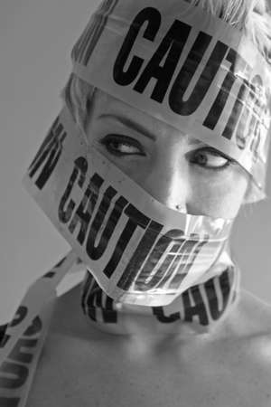 caution,  tape,  person,  model,  beware,  concept,  careful,  dangerous,  woman,  face,  female, ...