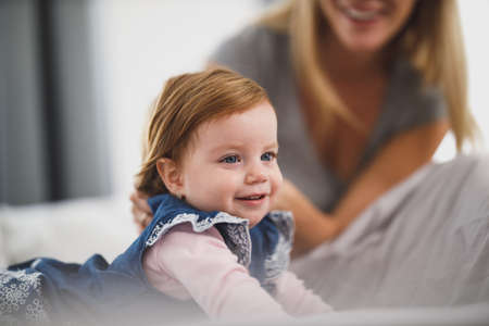 baby,   girl,   bedroom,   mom,   daughter,   child,   smiling,   family,   female,   woman,  ...