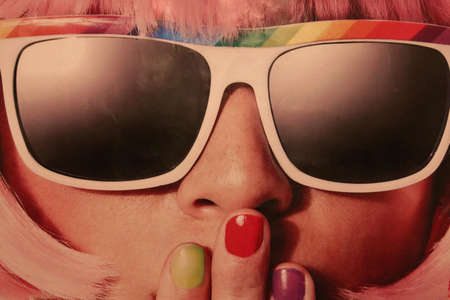 Woman Wearing White Framed Sunglasses Photo
