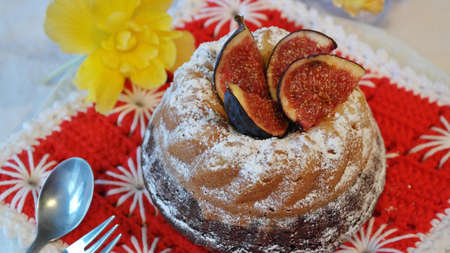 Round Brown Food With Sliced Fruit