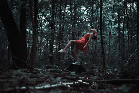 Woman Standing on Brown Tree Trunk
