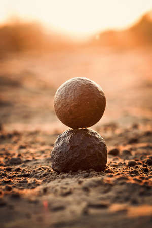 Selective Focus Photography of Round Black Rock