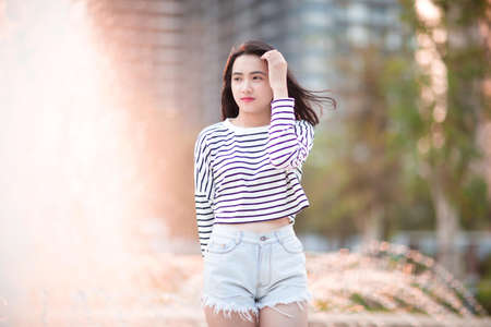 Women's White and Black Striped Sweater