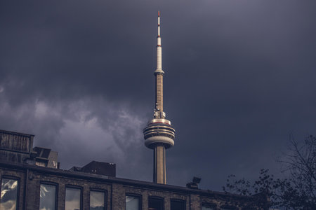 Gray Tower Under Nimbus Clouds