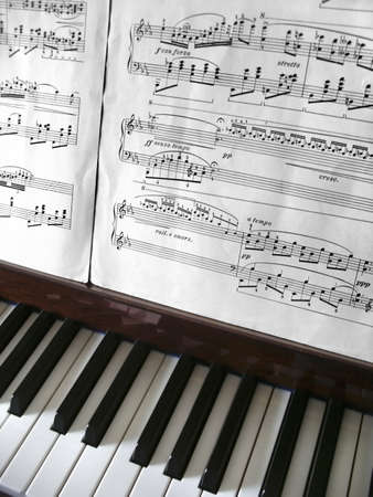 Close-up detail on piano keys