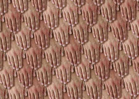 Pattern with many human hands の写真素材