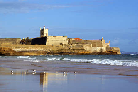 Coastal defence fortification in Carcavelos, Portugalの写真素材