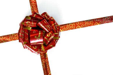 Red and golden lace and ribbon isolated on white background
の写真素材