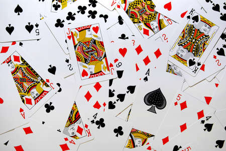 Messy background of a playing cards deck