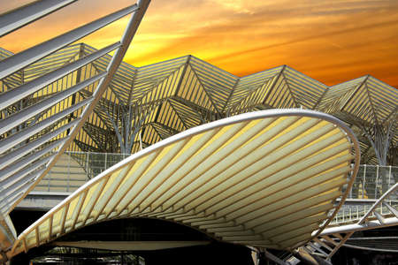 Modern architecture design in a train station in Lisbonの写真素材