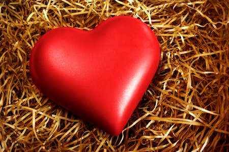 Photo with a fragile heart protected with strawsの写真素材