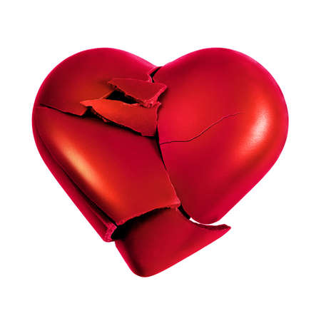 Photo with a broken heart isolated in white backgroundの写真素材