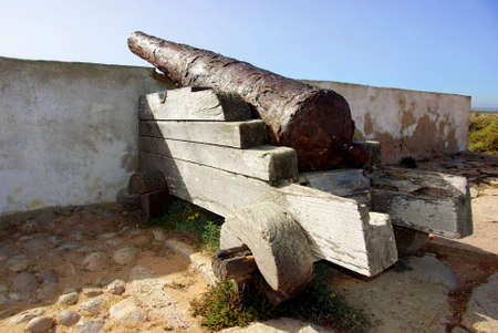 Very old rusty cannon in a coastal defense fortressの写真素材
