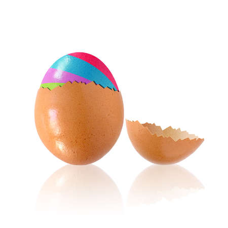 Broken egg showing a Easter fantasy wrapping inside