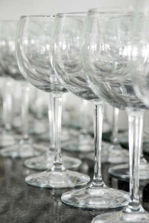 Background of many empty drinking glassesの写真素材