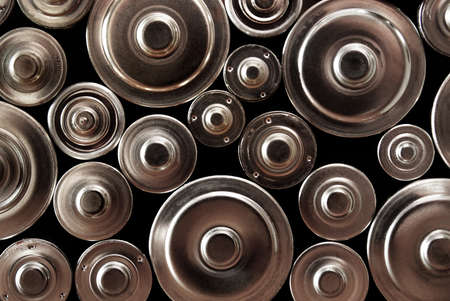 macro background of many batteries of different sizesの写真素材