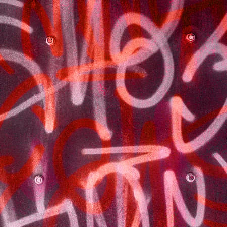 Grunge background with graffiti and writings on a rusty metallic surfaceのeditorial素材
