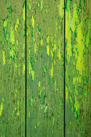 Background of old wooden door with peeling green paint の写真素材