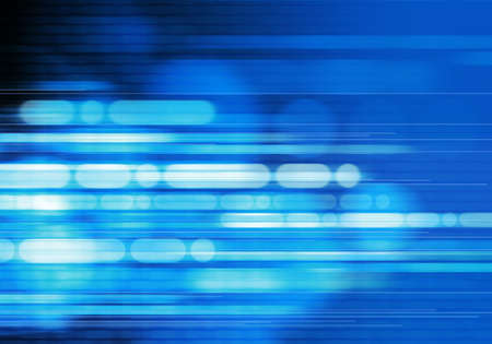 digitally generated image of blue light and stripes moving fast over black background の写真素材