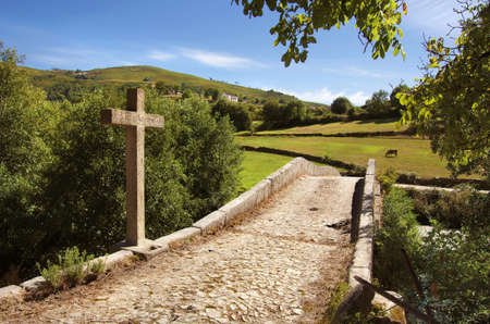 Portuguese countryside landscape with an ancient roman bridge