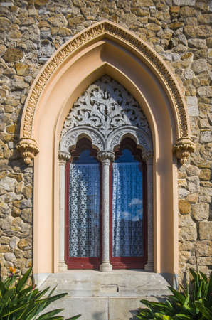 Detail of Sintra window in Monserrate Palaceのeditorial素材