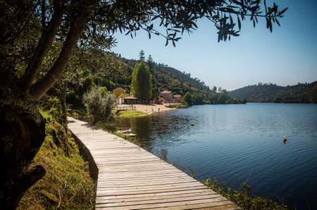 Landscape of Alamal fluvial beach and the Tagus river in Portugalの写真素材