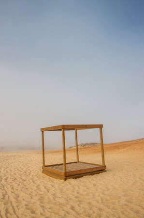 Empty massage booth in an empty beachの写真素材