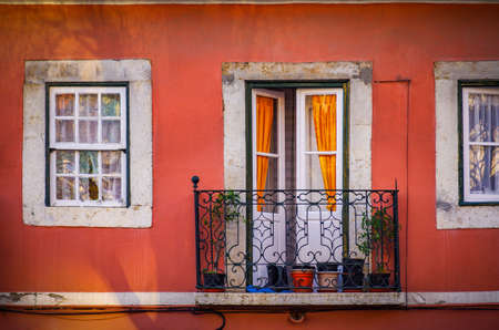 Typical balcony in Alfama, an old neighborhood in Lisbon, Portugal.の写真素材