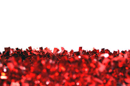 red garland isolated on white background close upの写真素材