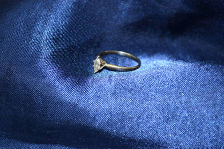 jewellery on smooth blue satinの写真素材