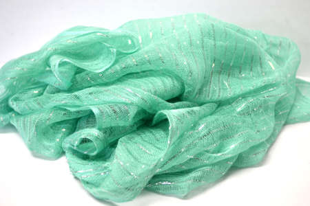 green scarf isolated on white background close upの写真素材