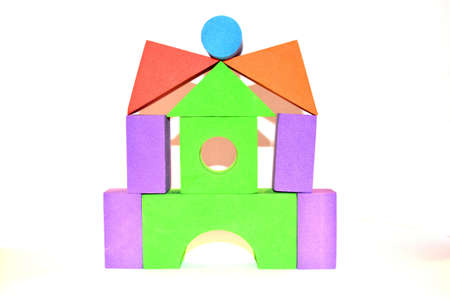 foam building blocks isolated on white backgroundの写真素材