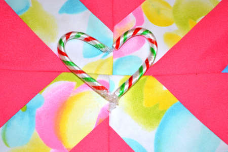 candy canes on patchworkの写真素材