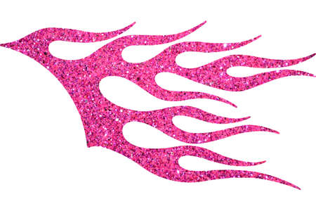 Pink glitter decorative flame isolated on white backgroundの写真素材