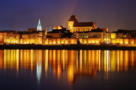 Night scene with medieval city