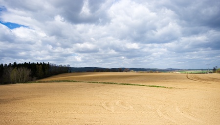 Agricultural view on plowed field